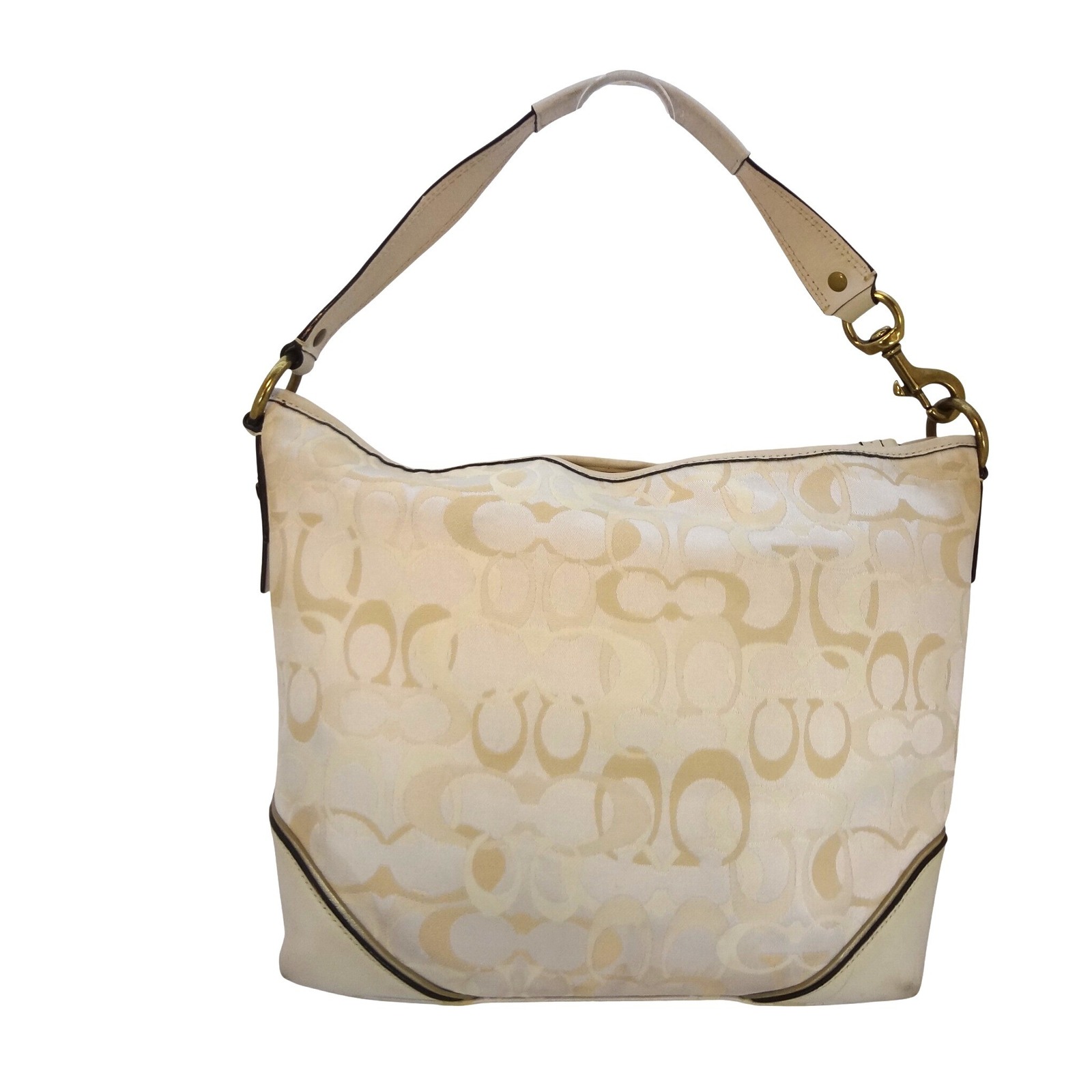 Coach Sarah Signature Hobo Bag Women Medium Cream Jacquard Leather F13120